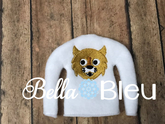 Wildcats Mascot Fan Elf sweater shirt in the hoop machine embroidery design