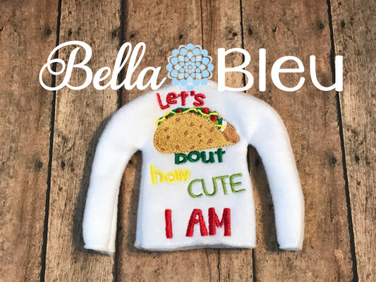 Let's Taco about Elf sweater shirt in the hoop machine embroidery design