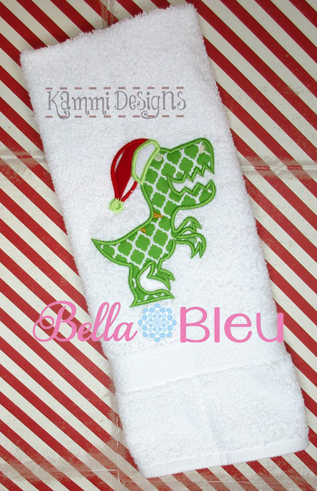 Christmas Santa Dinosaur Dino Machine Applique Embroidery Design