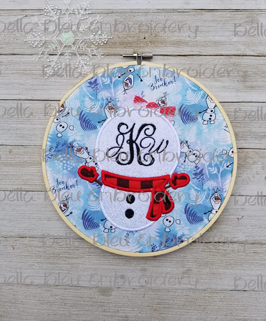 Snowman Monogram Frame Applique