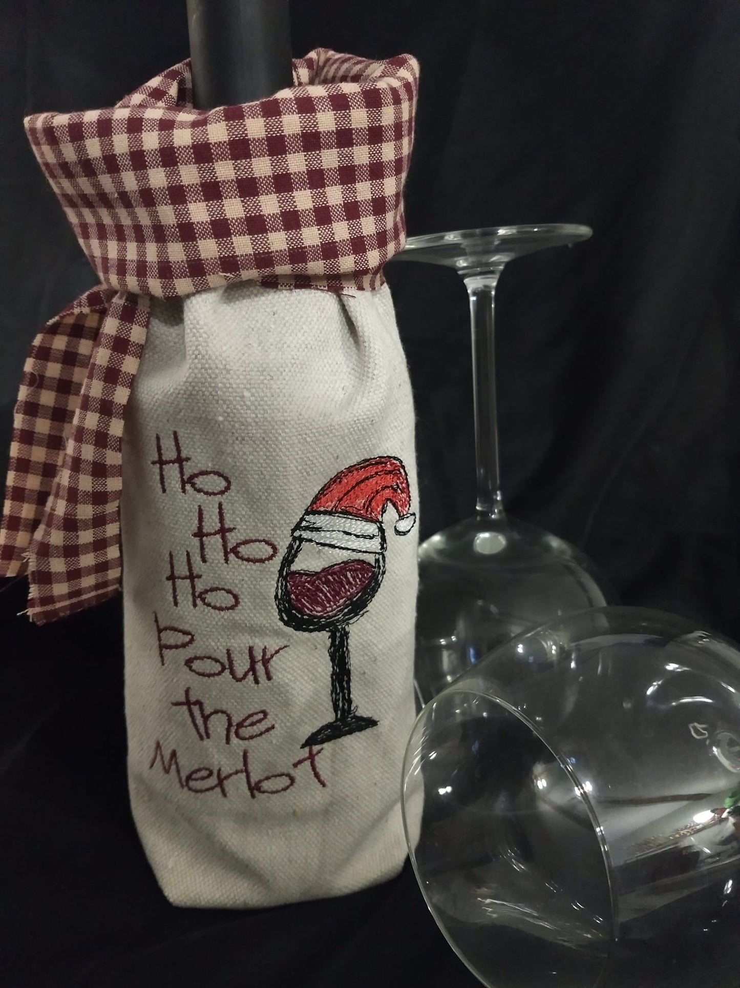 Christmas Ho Ho Ho Pour the Merlot Scribble Design