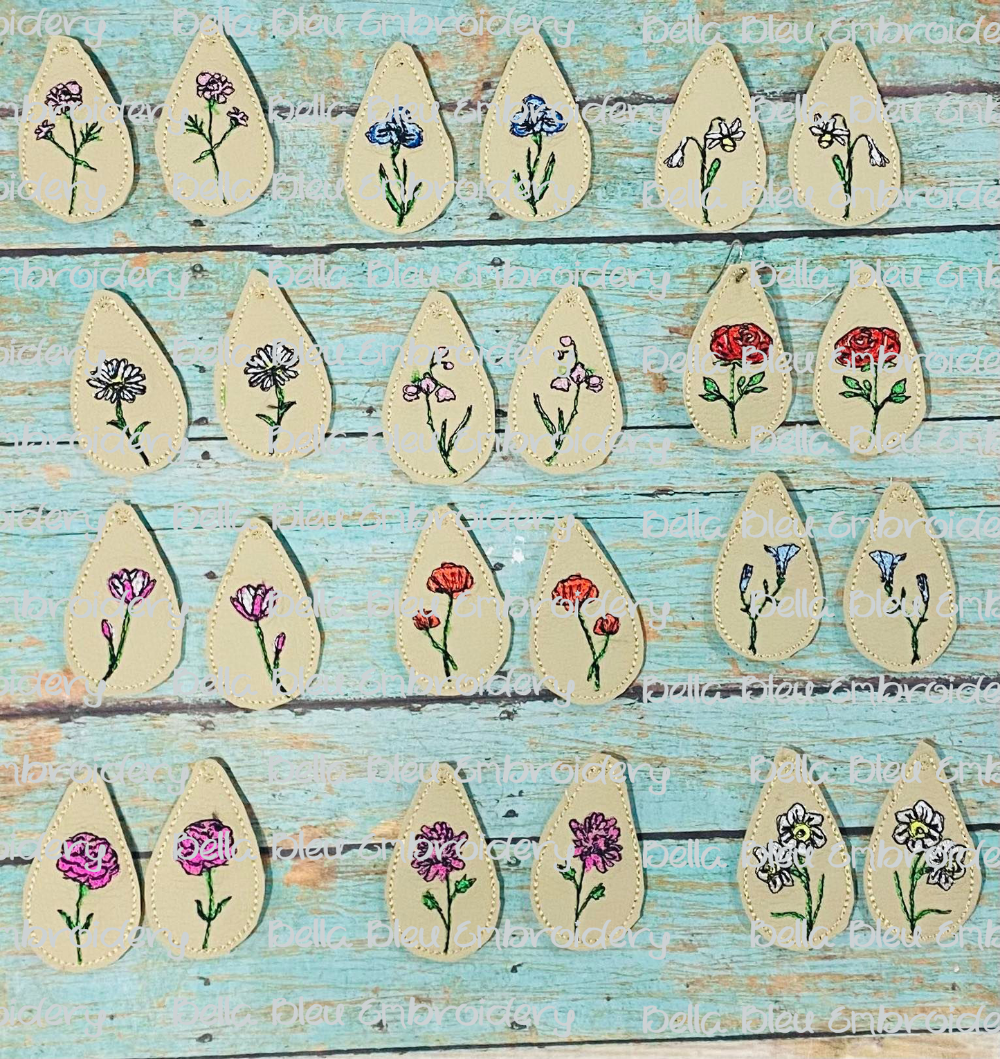 ITH Scribble flower Birthday Months Earrings