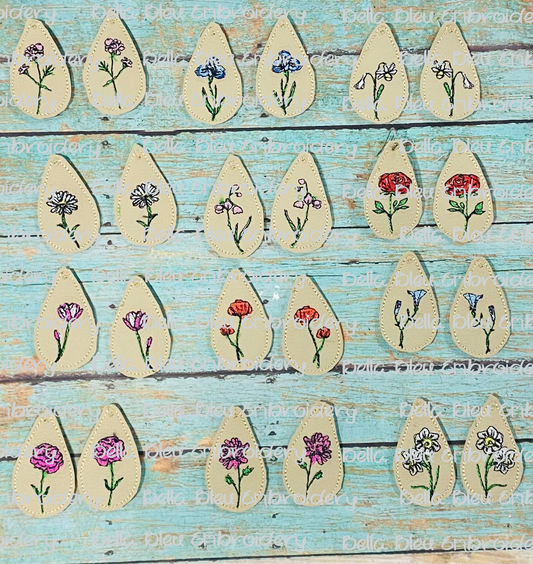 ITH Scribble flower Birthday Months Earrings