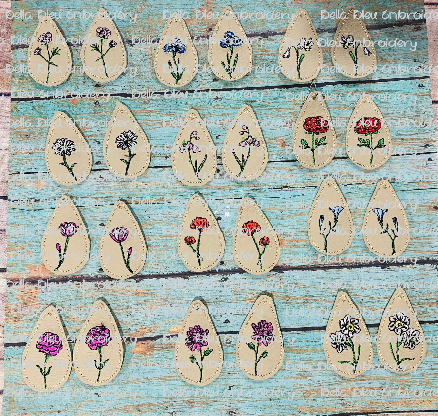 ITH Scribble flower Birthday Months Earrings
