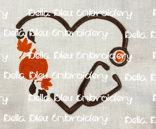 Monogram Fall Heart Stethoscope Frame
