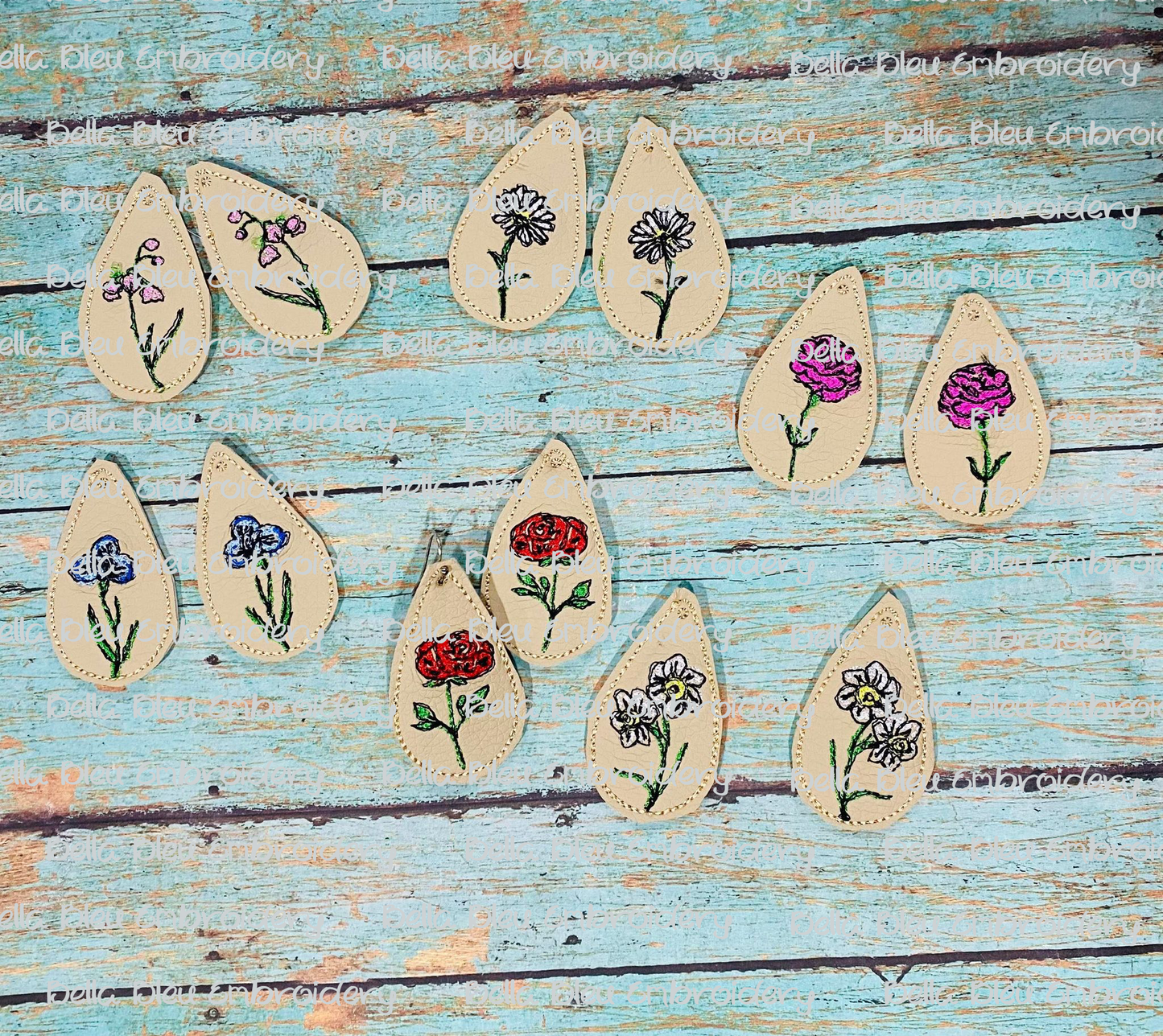 ITH Scribble flower Birthday Months Earrings