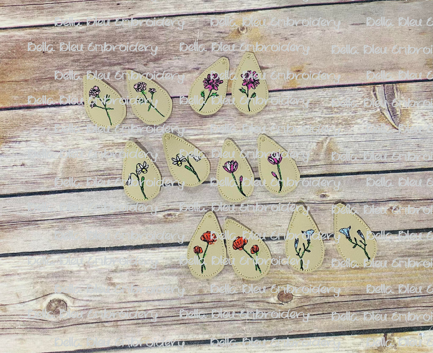 ITH Scribble flower Birthday Months Earrings