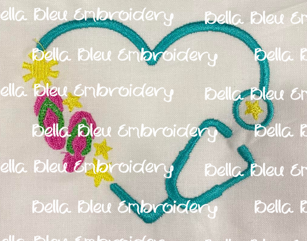Monogram Summer Flip flops Heart Stethoscope Frame