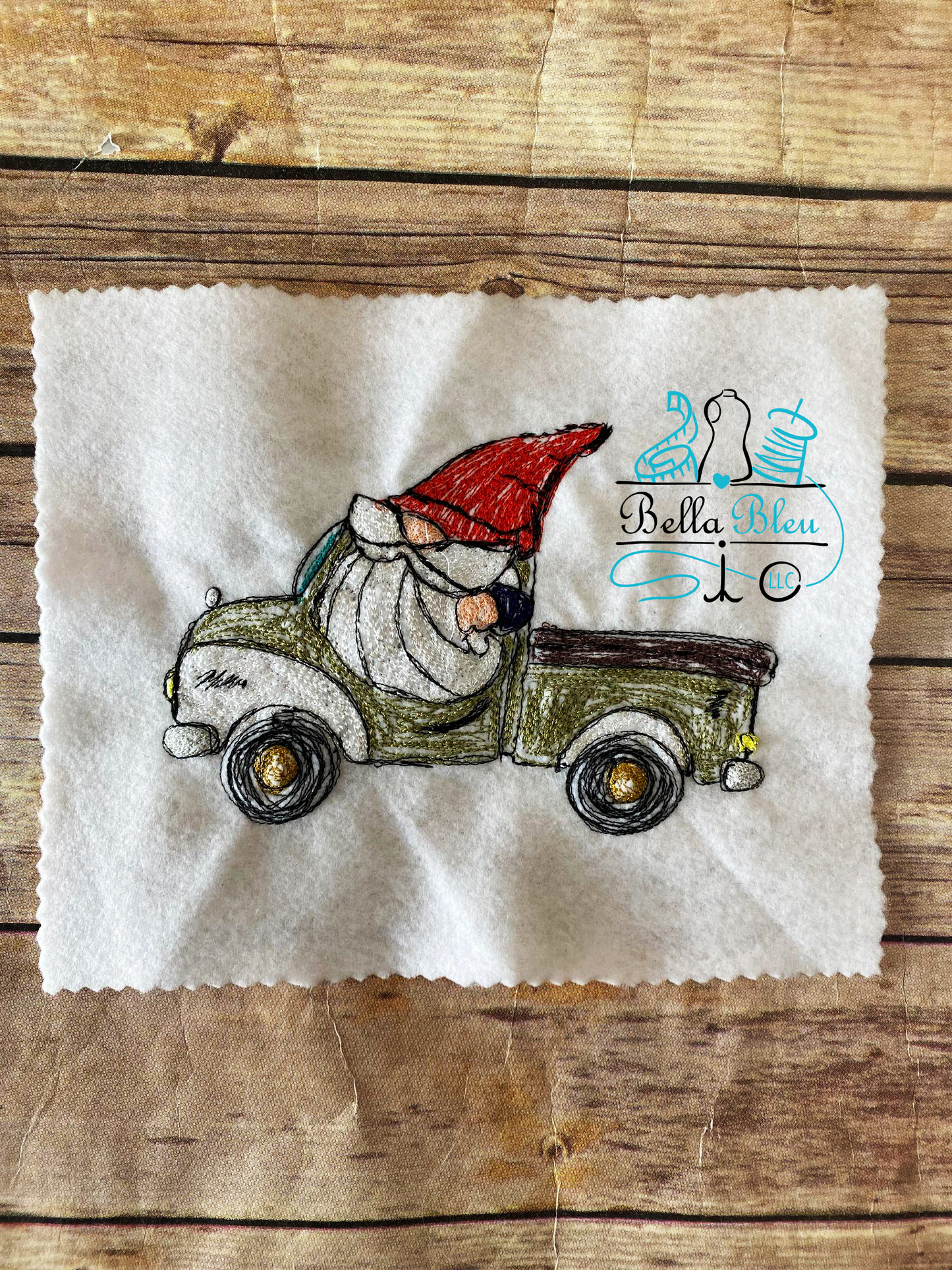 Vintage Truck with Gnome Scribble Sketchy