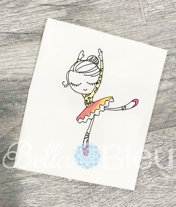 Sketchy Ballerina Ballet Machine Embroidery design