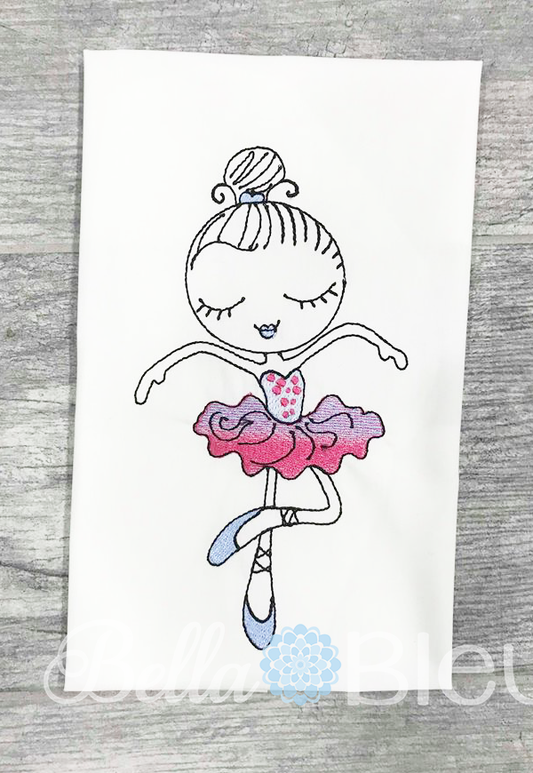 Sketchy Ballerina Ballet Girl Machine Embroidery design