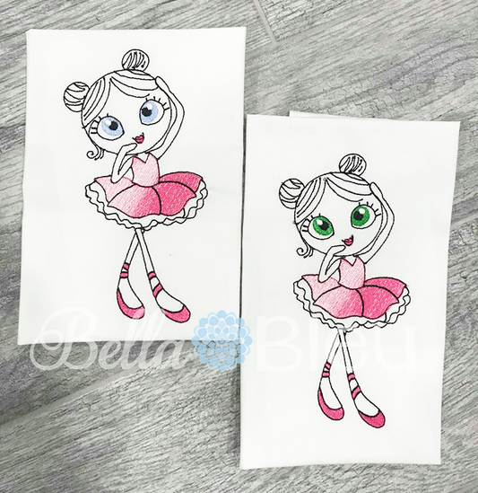 Sketchy Ballerina Ballet Machine Embroidery design