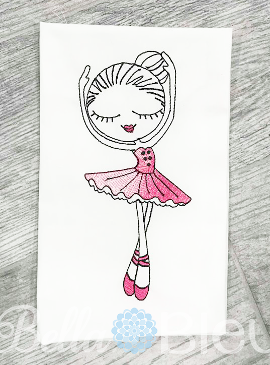 Ballerina Ballet Sketchy Girl Machine Embroidery Design