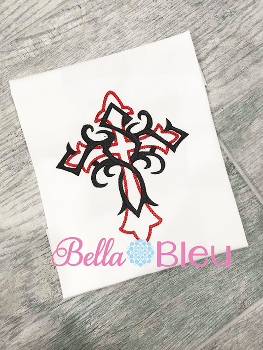 Cross with Swirls Applique Embroidery Design SL