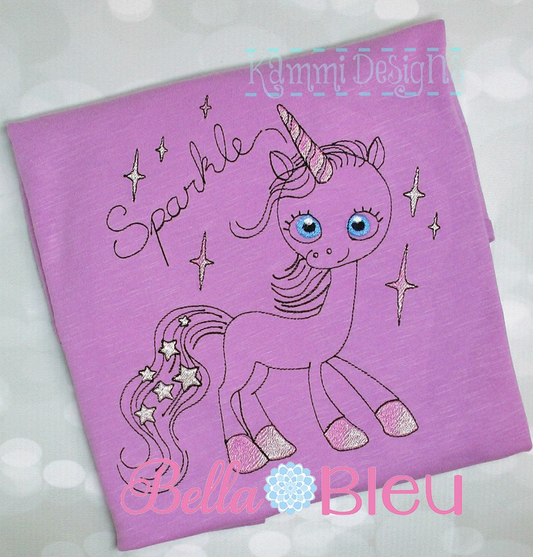 Sparkle Unicorn Sketchy Machine embroidery design