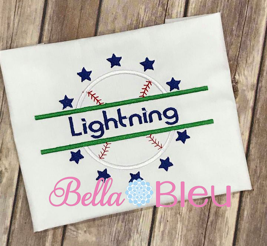 Split Baseball Monogram Applique Embroidery Design