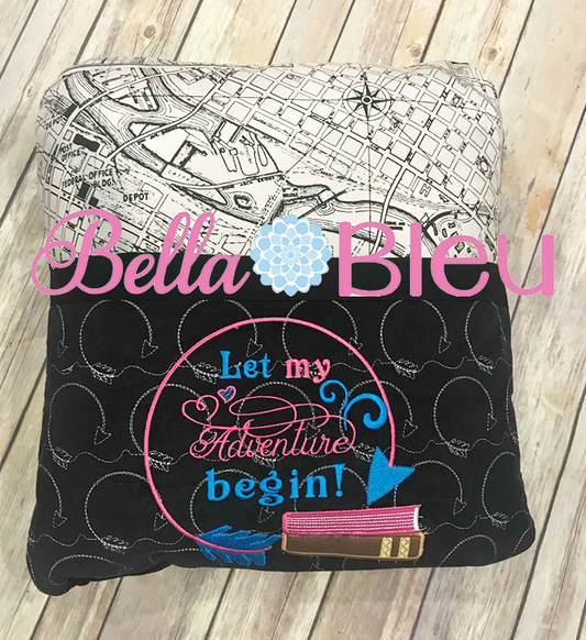 Let my Adventure Begin Saying Embroidery Design with Books