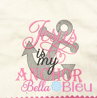 Jesus is my Anchor Machine Embroidery Design Religious Sketchy
