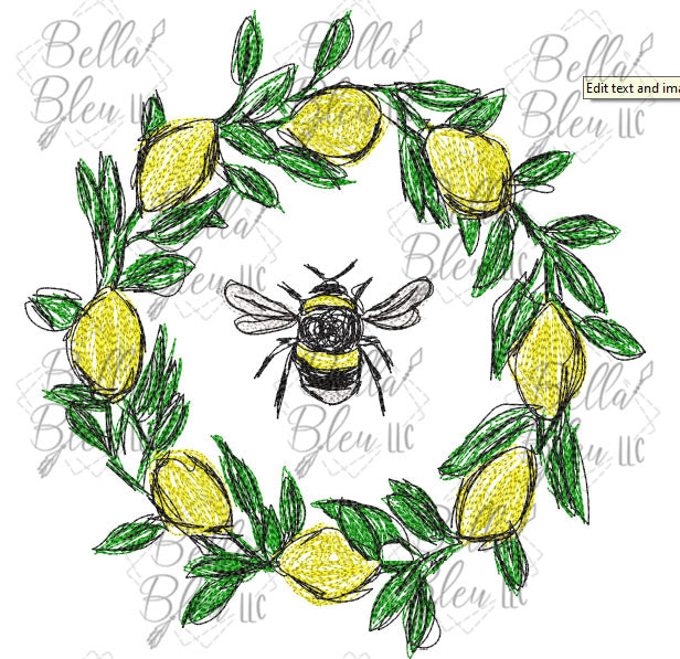 Scribble Lemon Wreath with Bee