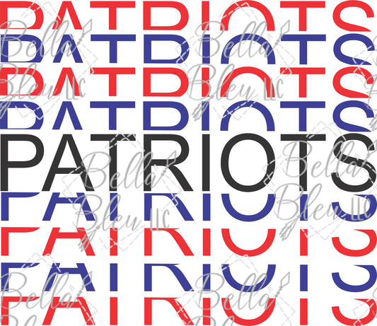 Stacked Patriots Team Name Sublimation File