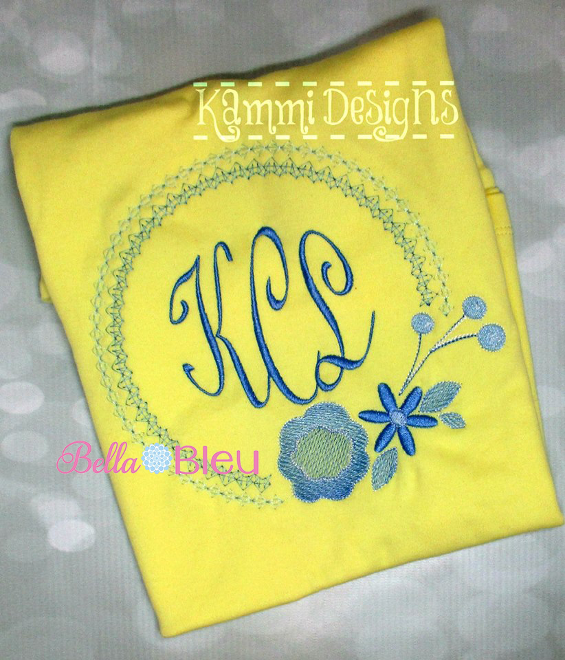Sketchy Floral Monogram Frame Machine Embroidery design