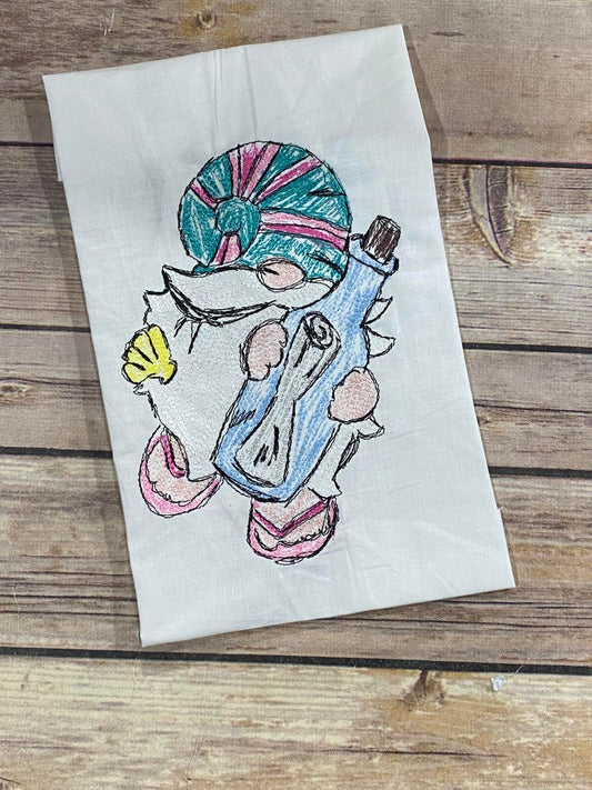 Sea Gnome 4 Scribble with a message in a bottle