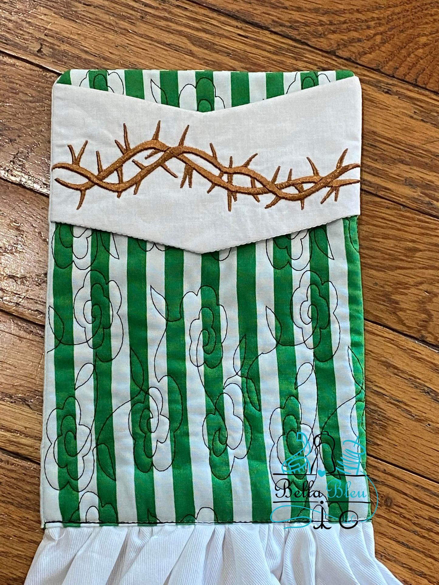 ITH Thorns with Rose Stipple Towel Handle Topper