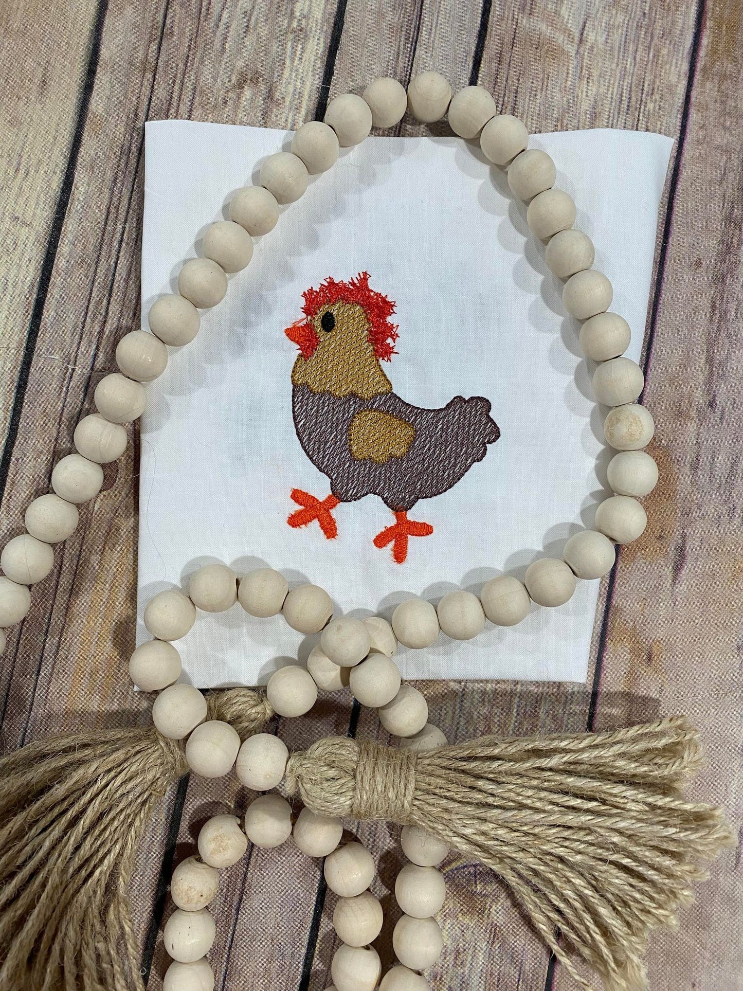 Farm Chicken Faux Chenille Embroidery design