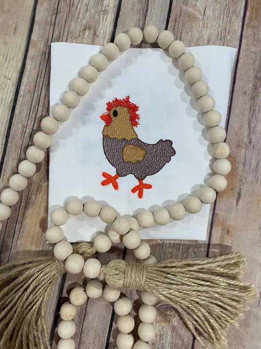 Farm Chicken Faux Chenille Embroidery design