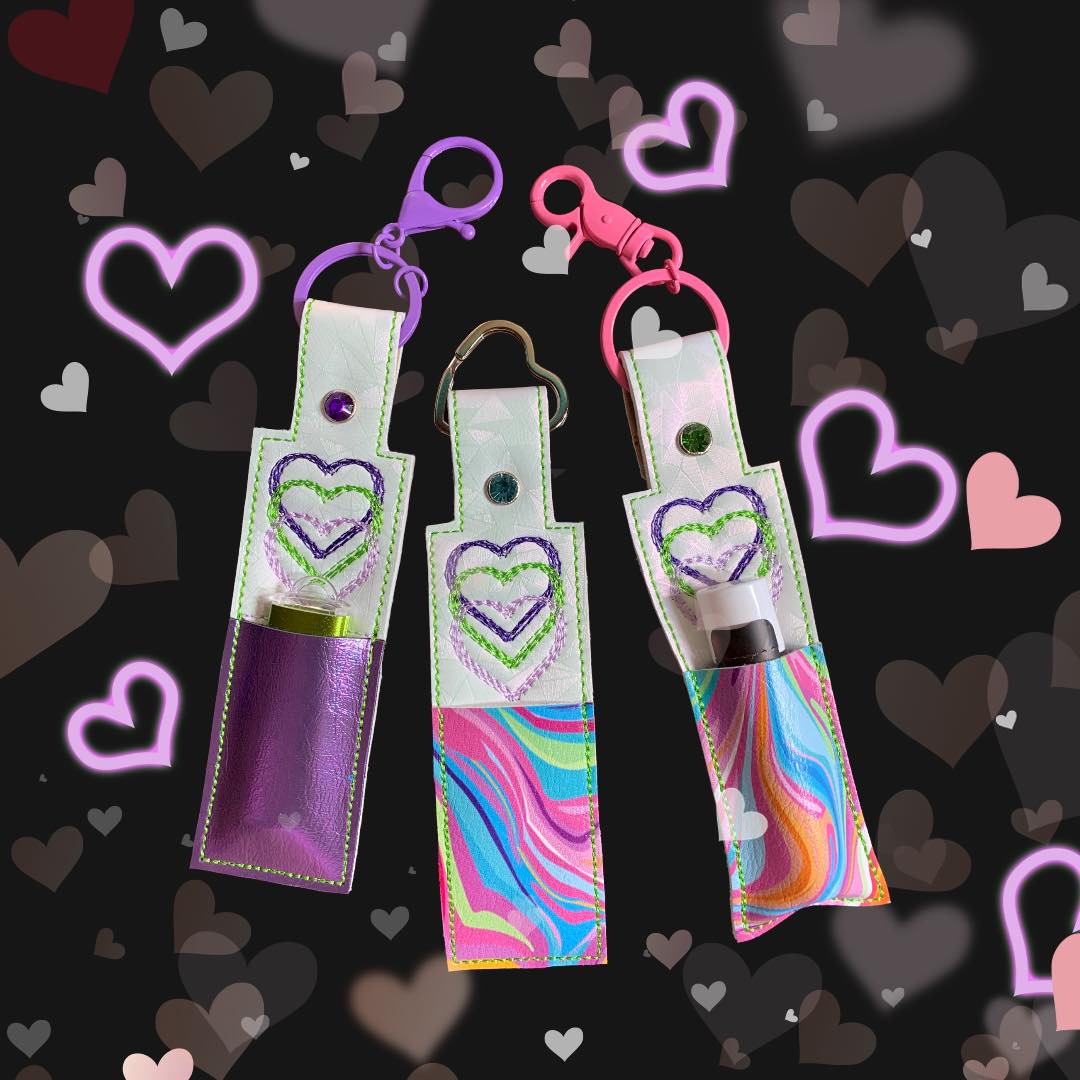 Hearts Chapstick or USB Holder ITH