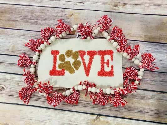 Love Paw Print Faux Chenille