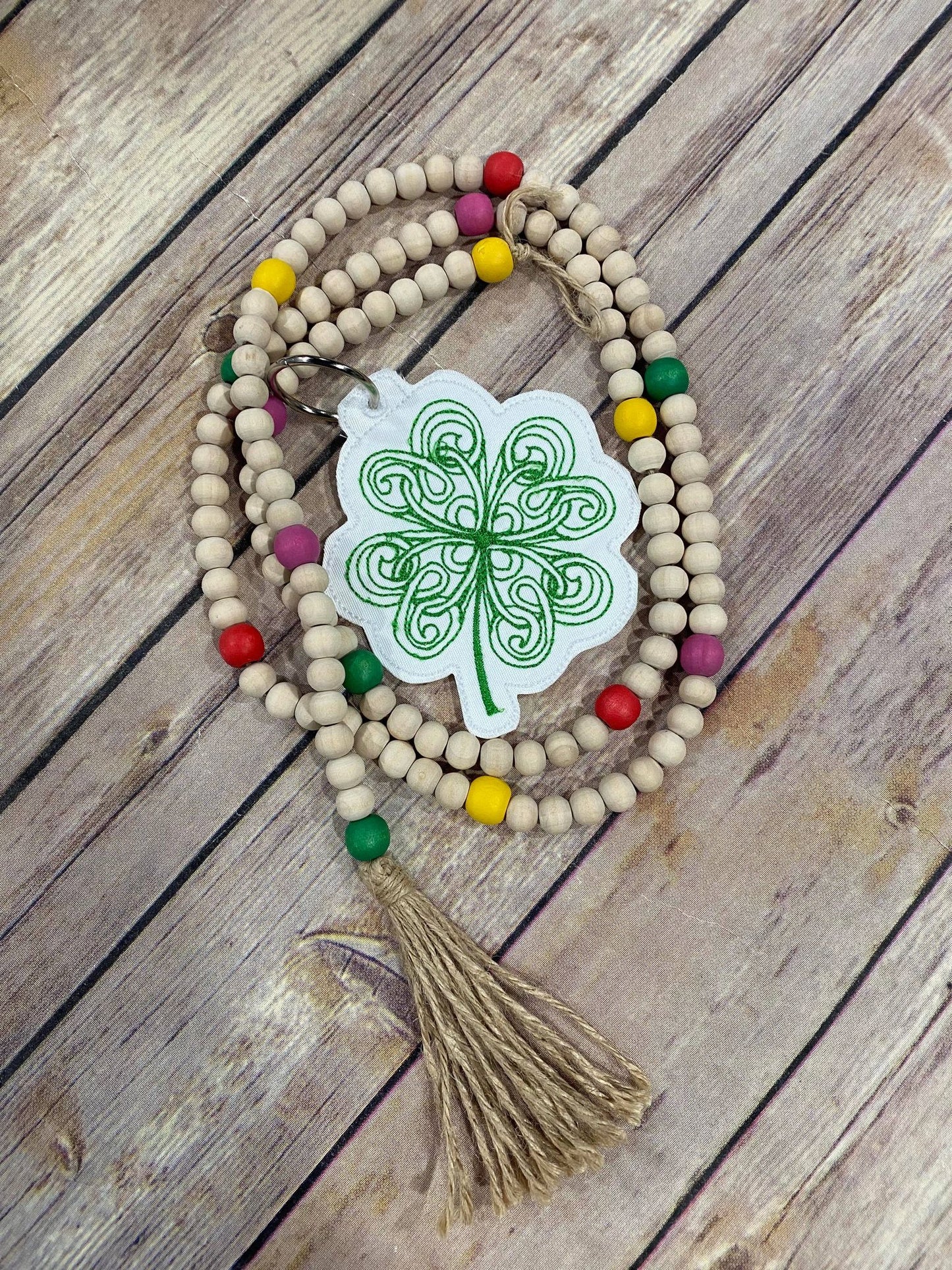 Clover St Patricks Day bean stitch Charm ITH