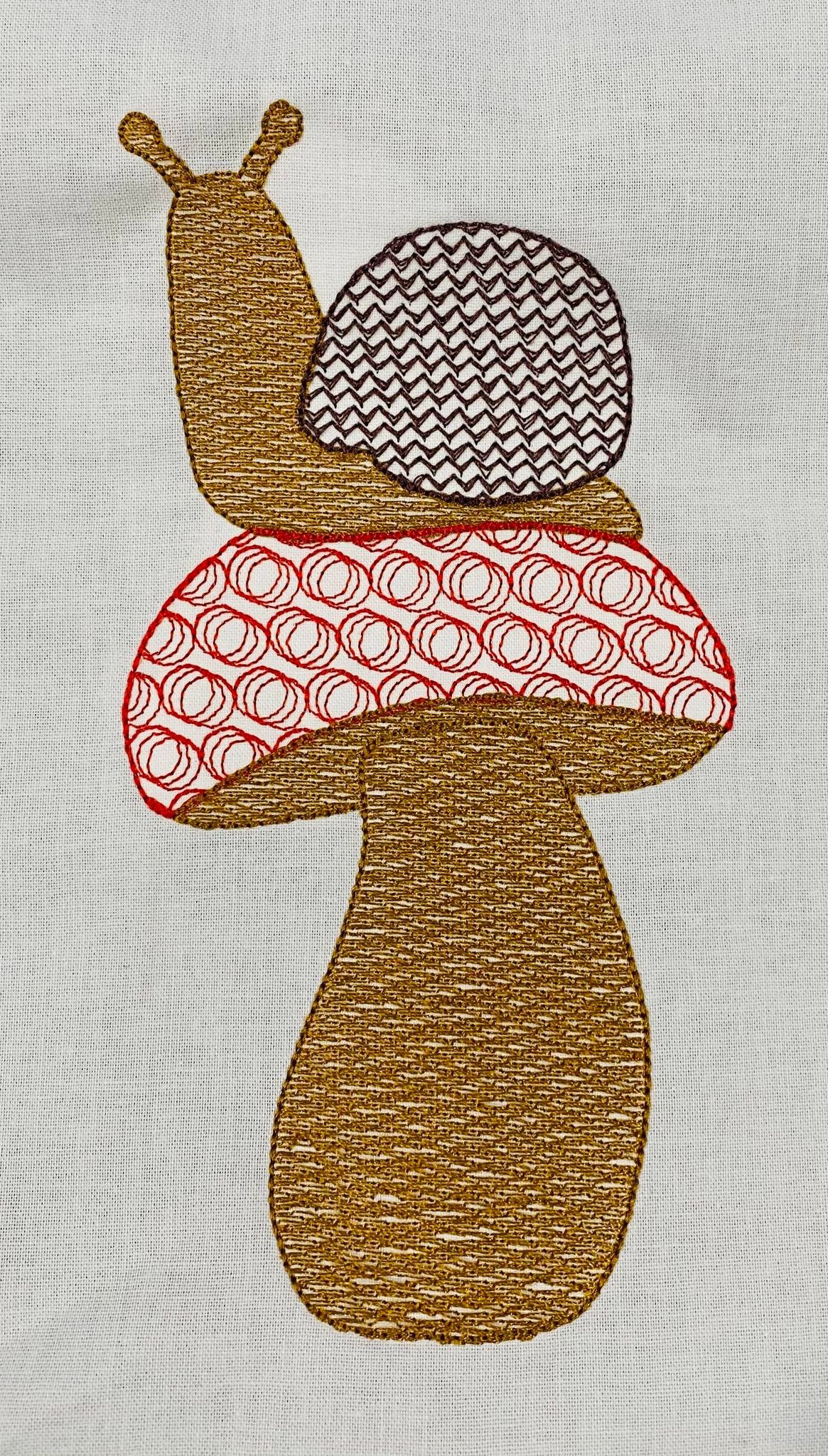 Snail on Mushroom sketchy design