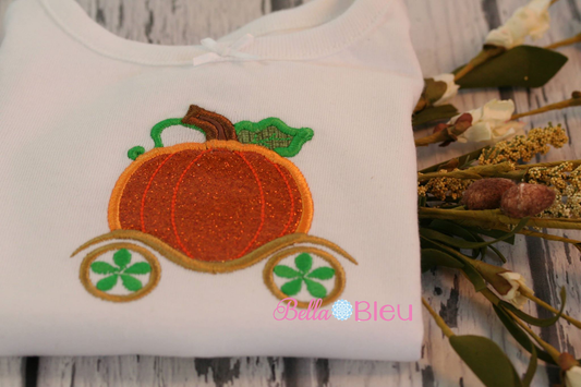 Fall Pumpkin Princess Carriage 6x10 applique
