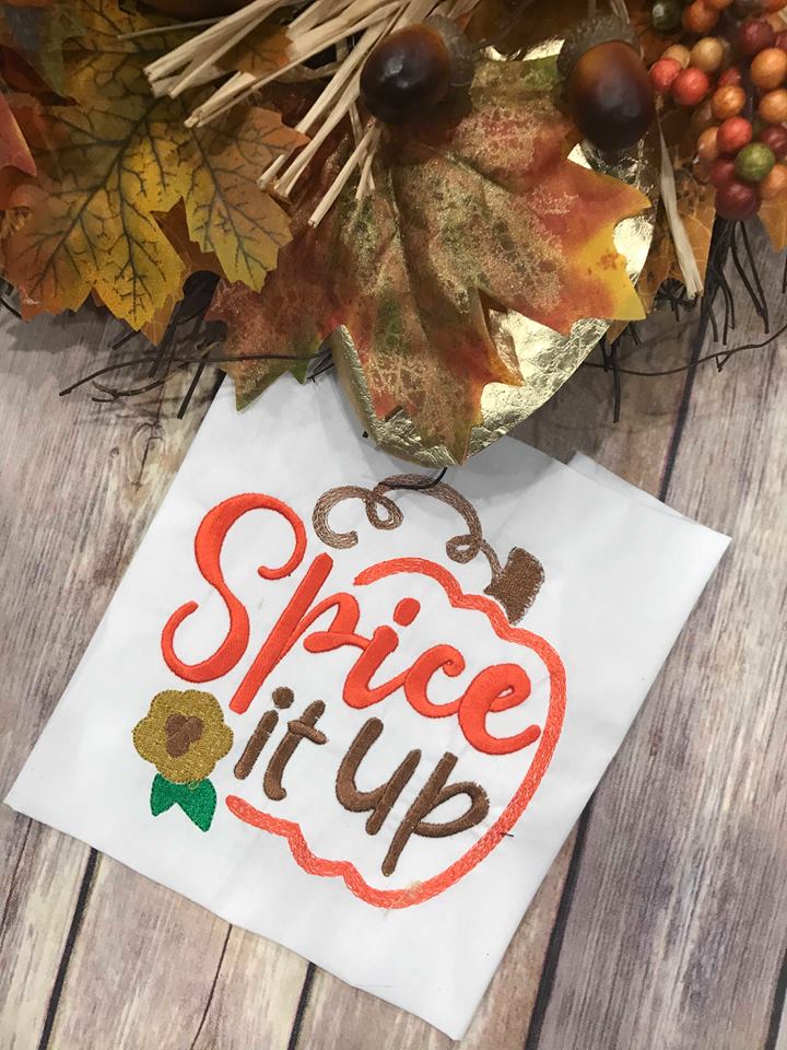 Spice It Up Fall Pumpkin machine Embroidery Design 5x5
