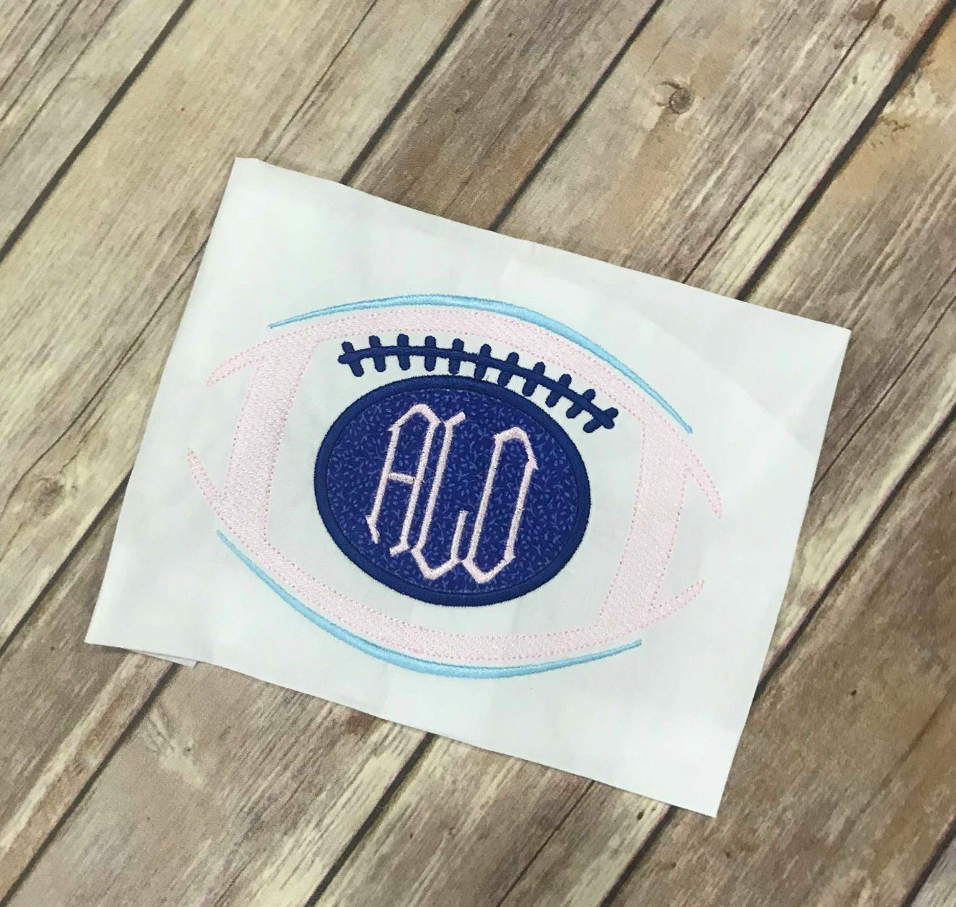 Sketchy Football Frame Monogram Applique machine embroidery design 5x7