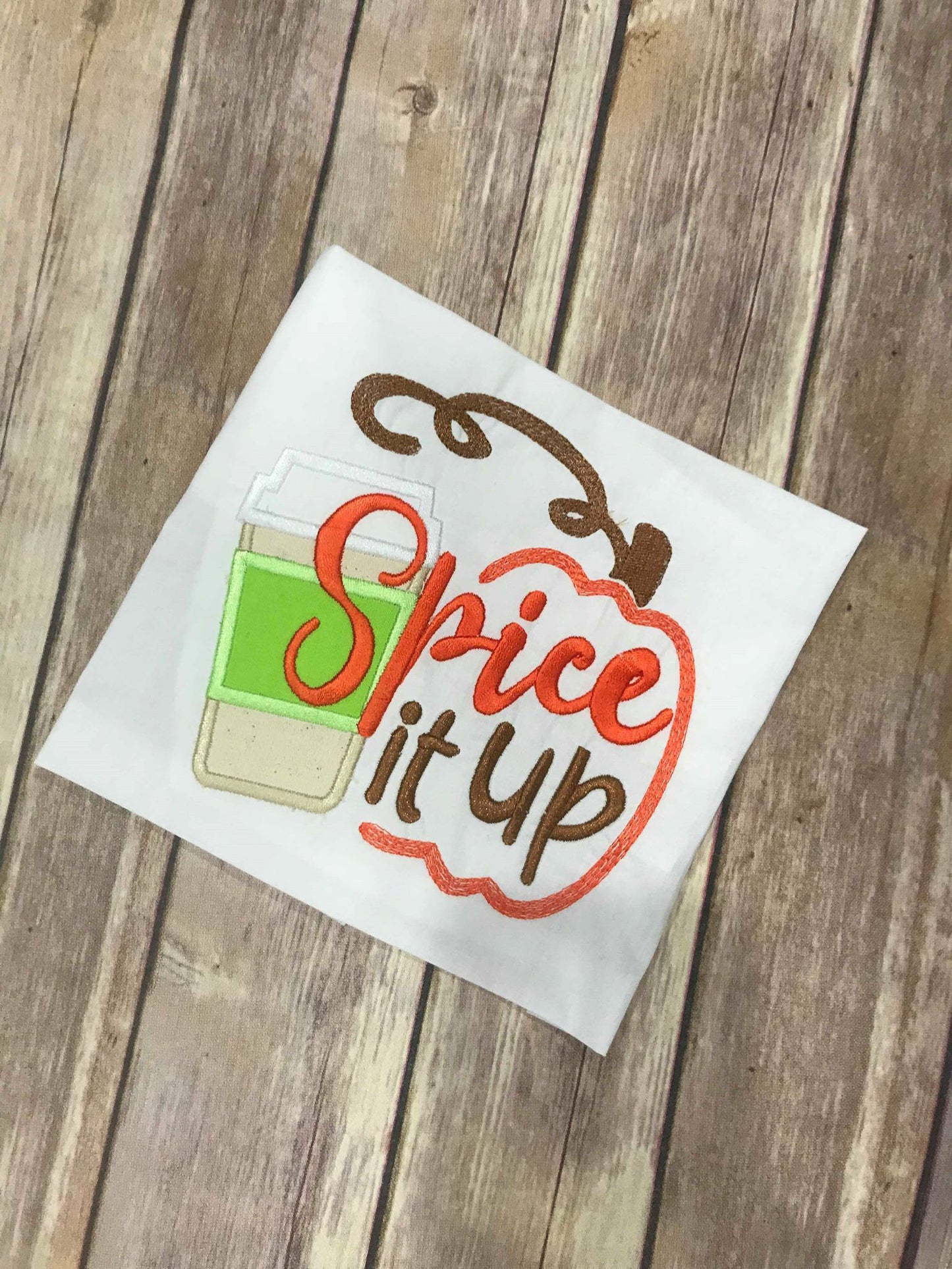 Spice it up Latte Fall Pumpkin machine applique embroidery design 5x5