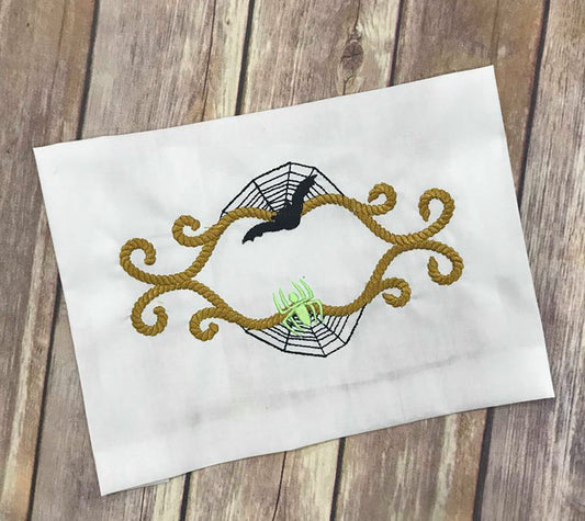 Halloween Spooky Monogram Frame machine applique embroidery design 4x4