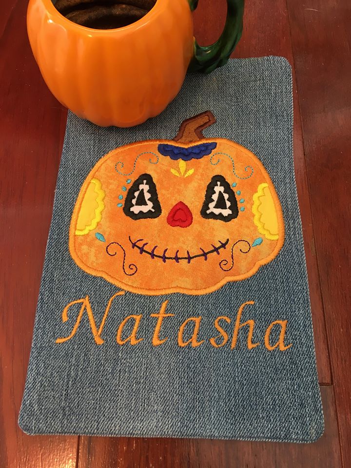 Sugar Skull Pumpkin Halloween Machine Applique Embroidery Design