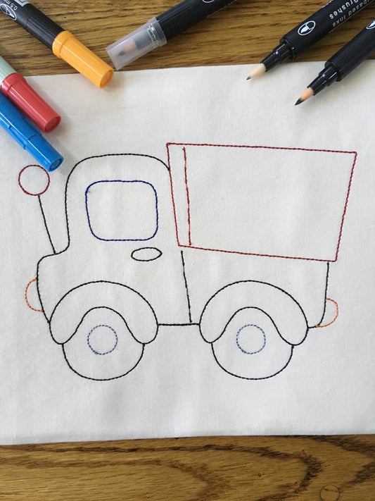 Colorwork Truck bean stitch Machine Embroidery Design