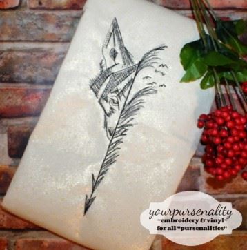 Native American Wolf & Feathers & Arrow Urban Sketchy Filled line art Machine Embroidery Design
