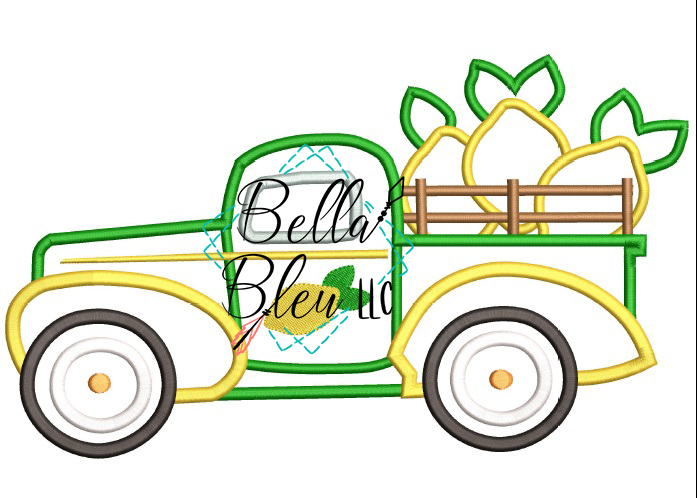 Vintage Truck Hauling Lemons Lemon Truck  Machine Applique Embroidery Design