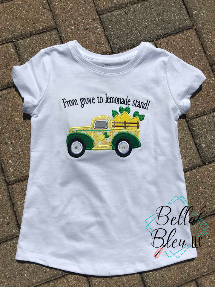 Vintage Truck Hauling Lemons Lemon Truck  Machine Applique Embroidery Design