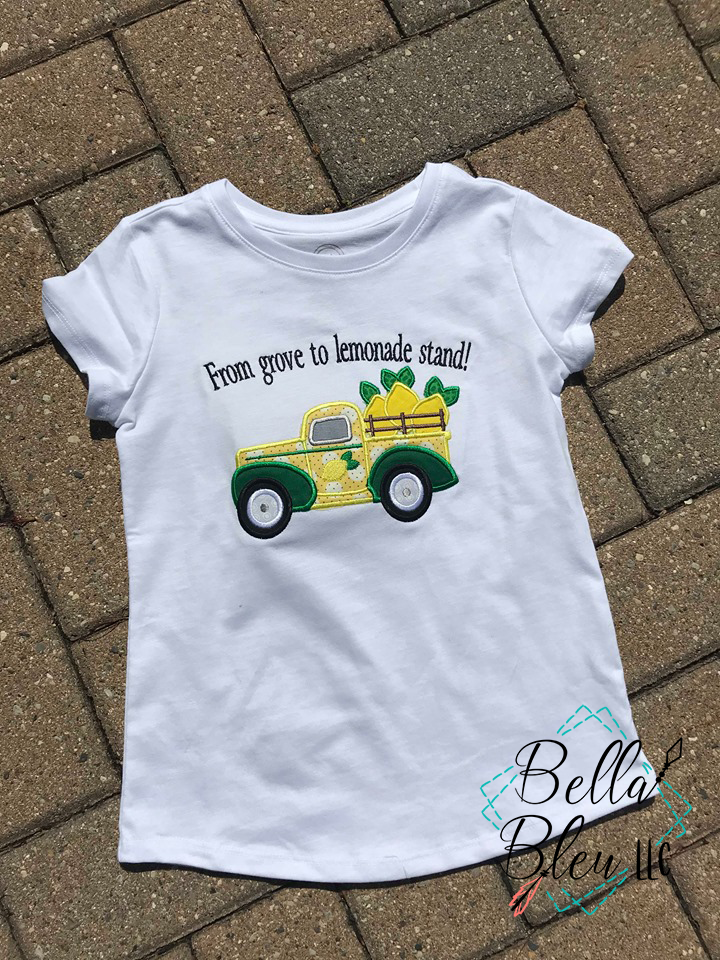 Vintage Truck Hauling Lemons Lemon Truck  Machine Applique Embroidery Design