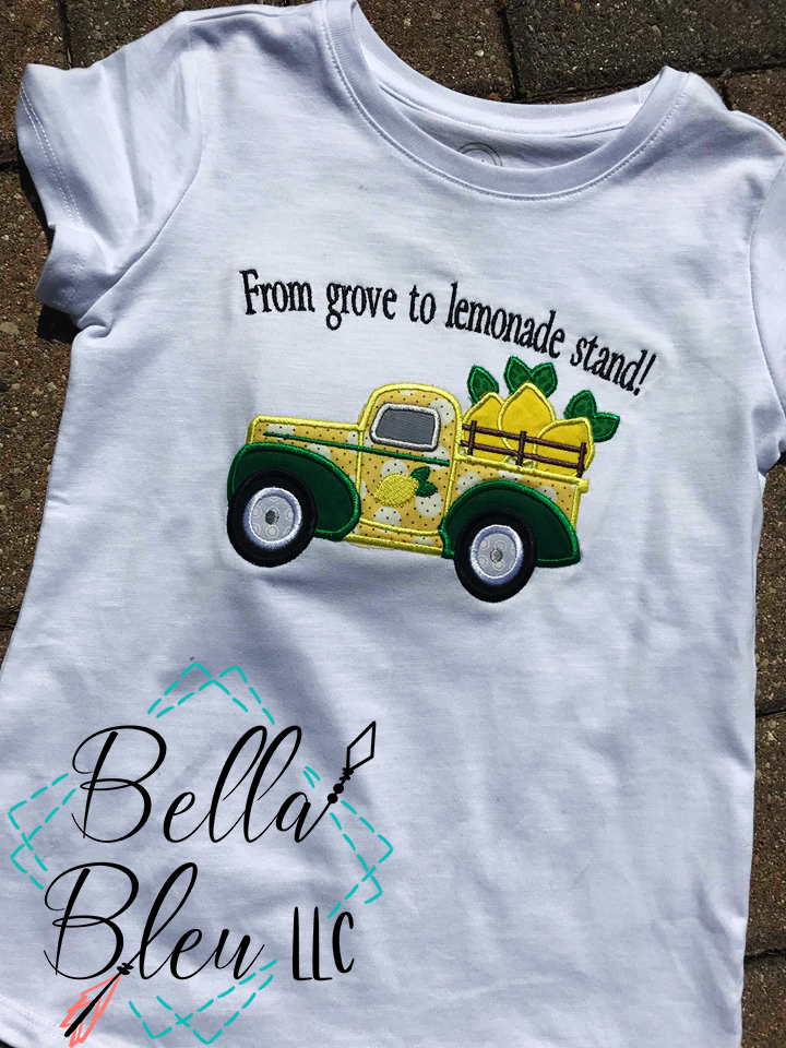 Vintage Truck Hauling Lemons Lemon Truck  Machine Applique Embroidery Design
