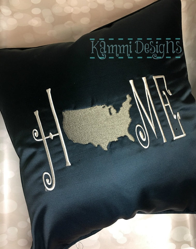 Home with USA Saying Machine Embroidery