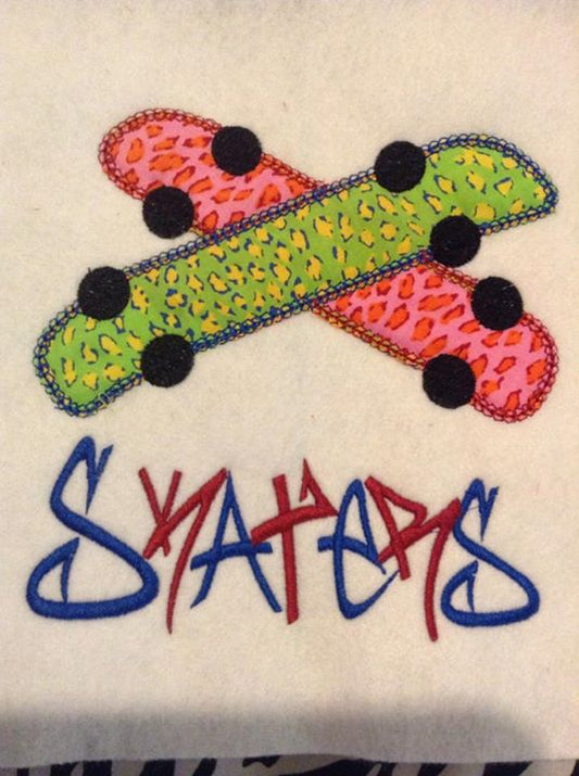 Skater Skateboard Satin and Chain Applique