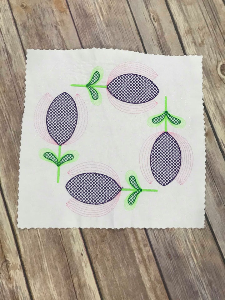 Tulip Floral Flower Quilt Block Quilting Motif Machine Embroidery design stipple
