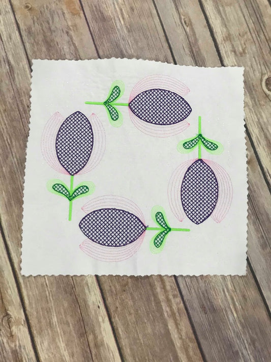 Tulip Floral Flower Quilt Block Quilting Motif Machine Embroidery design stipple