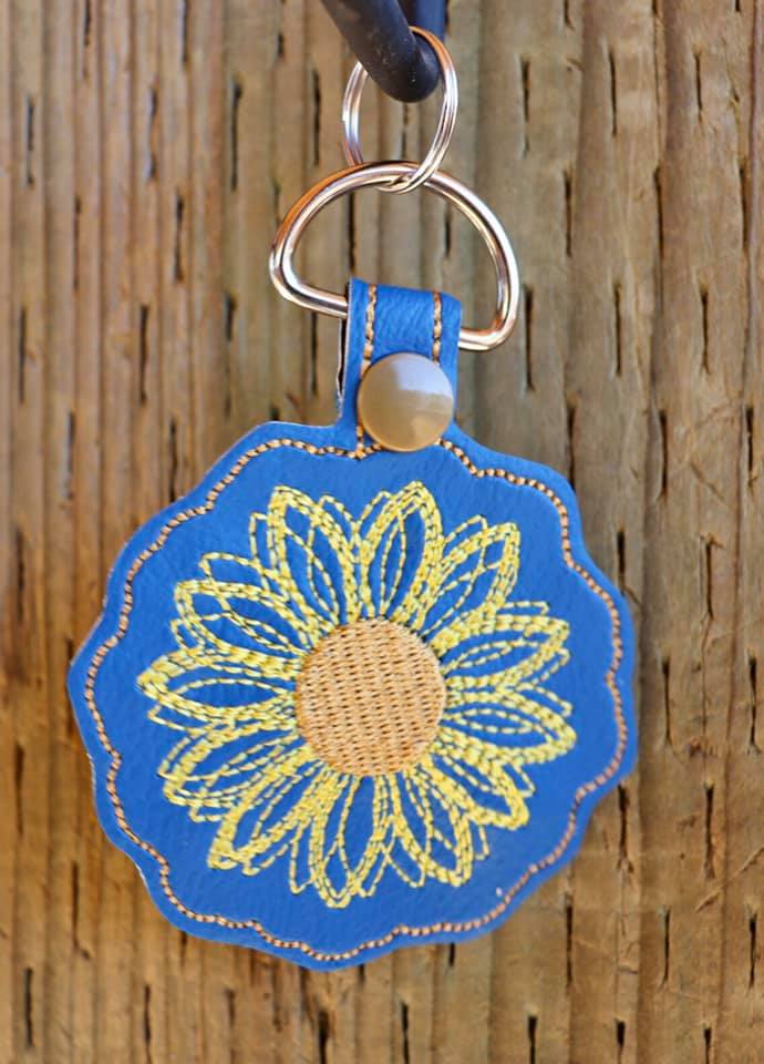 ITH Sunflower Floral Key Fob and Charm set